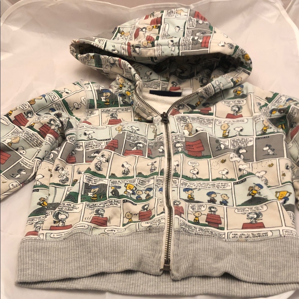 GAP kids Peanuts Comic-strip Zip Hoodie - Light Gray